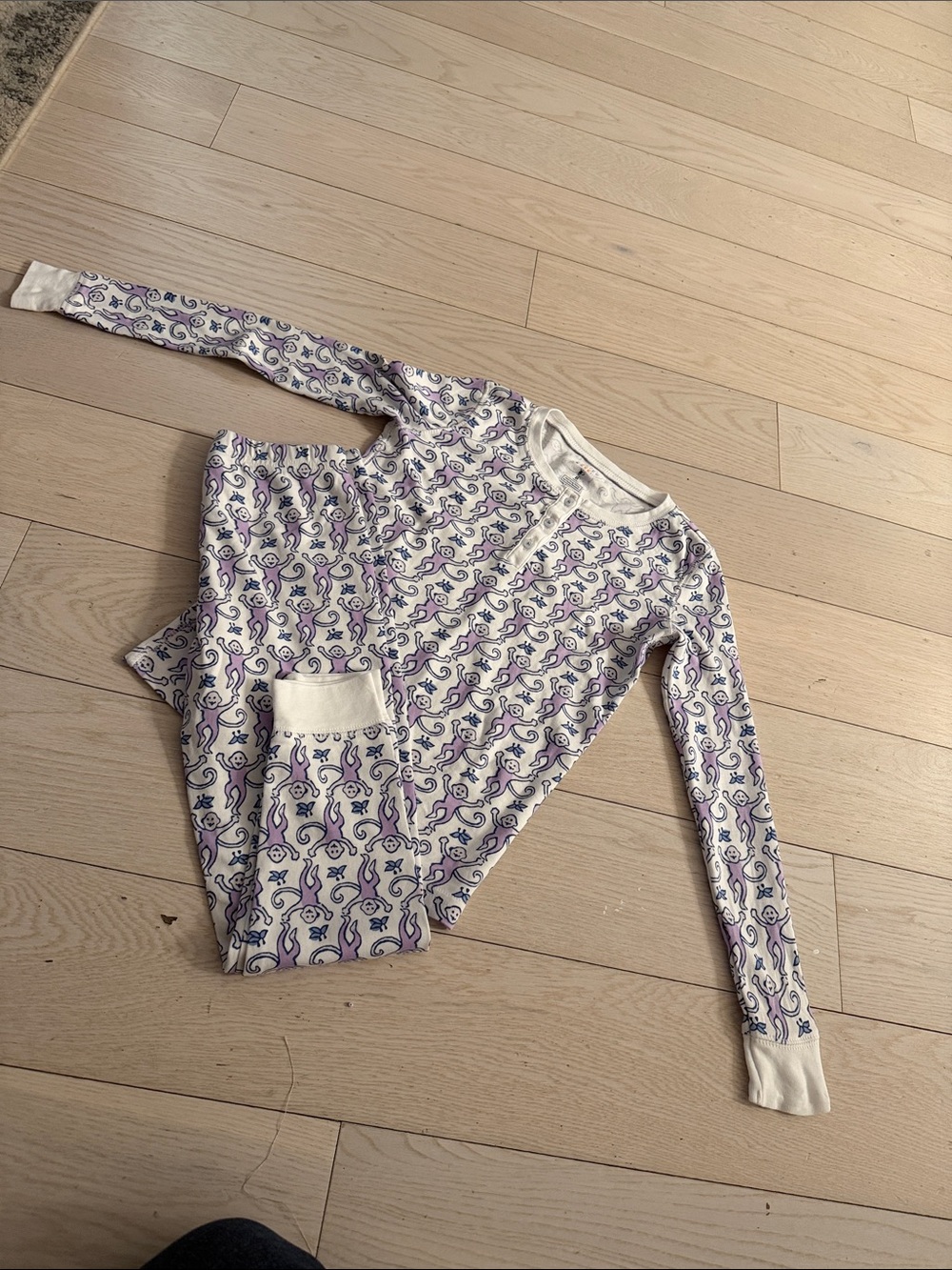 Roller Rabbit White Long-Sleeve Top with Purple Paisley Motif